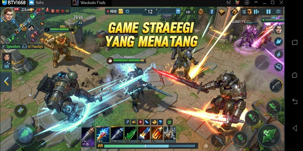 Tampilan screenshot utama BTV168 menampilkan strategi pertempuran yang intens.