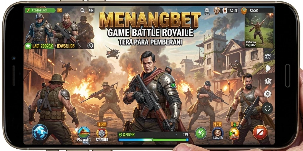 Screenshot gameplay MENANGBET menunjukkan aksi Battle Royale yang mendebarkan.