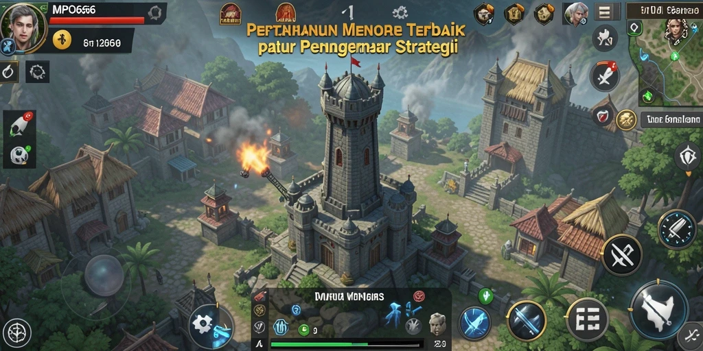 Screenshot utama MPO666 menunjukkan aksi pertahanan menara yang intens.