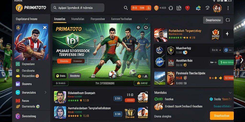 Screenshot utama PRIMATOTO menampilkan antarmuka taruhan olahraga.