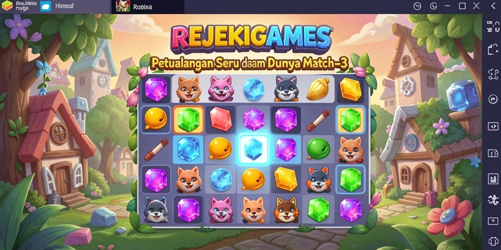 Screenshot gameplay seru di REJEKIGAMES menampilkan keseruan mencocokkan item.